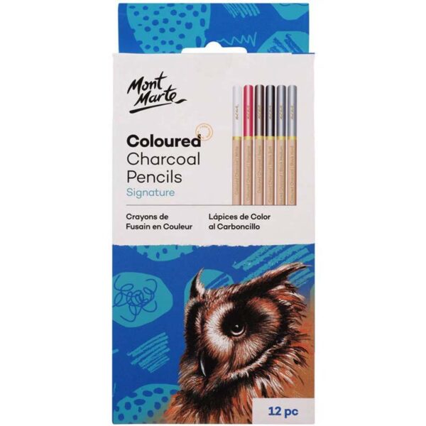Mont Marte Coloured Charcoal Pencil 12pc