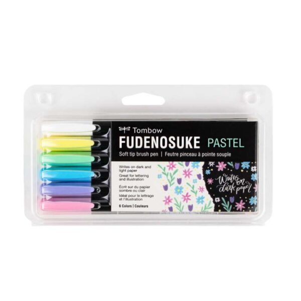 Tombow Fudenosuke Pastel Brush Pen Set of 6