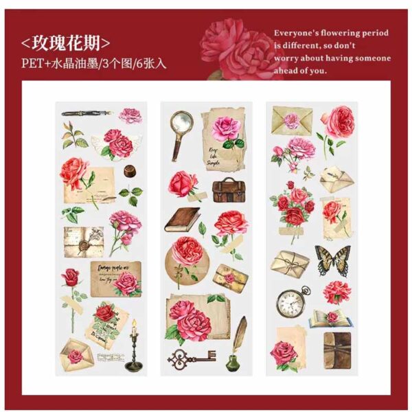 Journal Blooming Flowers Series Sticker Rose Flowering Season MHD-HKJJ003