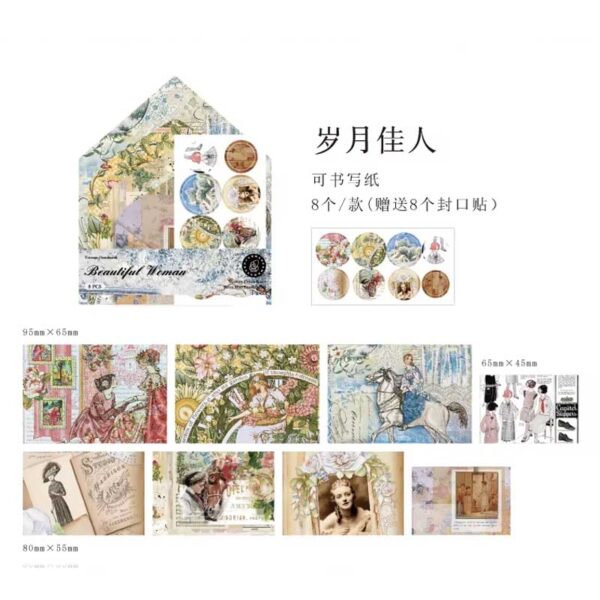 Journal Retro Mini Envelope Set Beautiful Woman MMK10G006