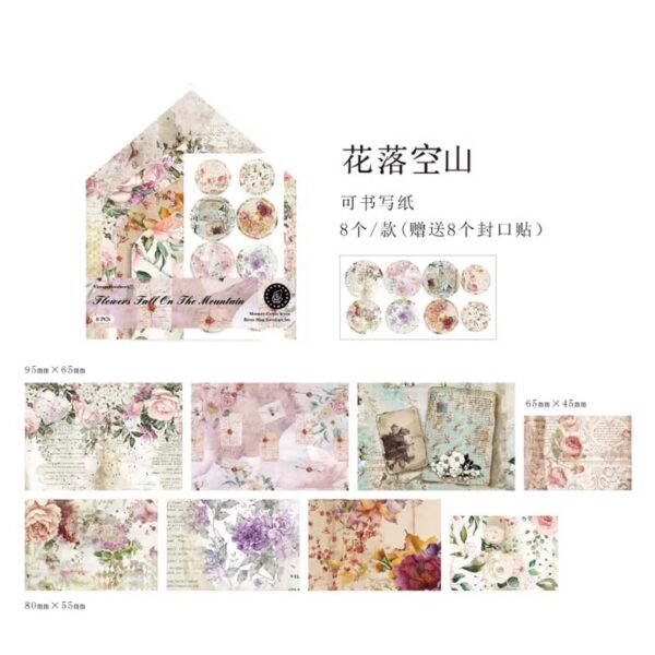 Journal Retro Mini Envelope Set Flowers Fall on the Mountain MMK10G007