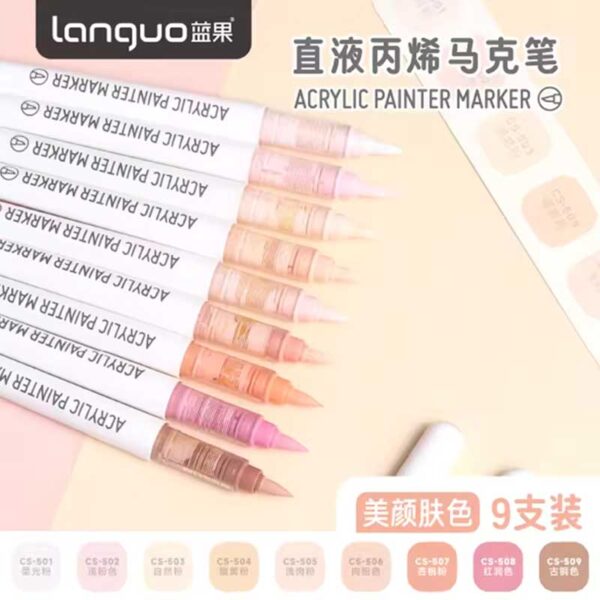 Languo Acrylic Brush Marker Set of 10 Skin Series