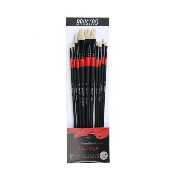 Brustro White Bristle Brush Set of 10