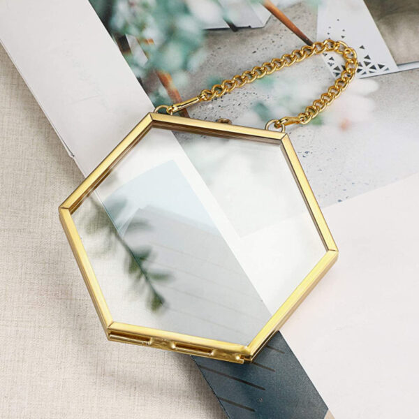 Vintage Floating Glass Frame Hexagon 8x8