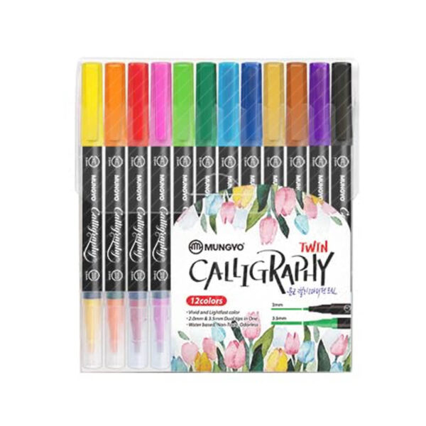 Mungyo Twin Calligraphy Pen Bright Series Set of 12