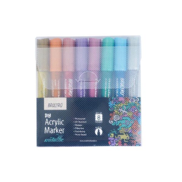 Brustro Metallic Acrylic Marker 2.0mm Set of 8