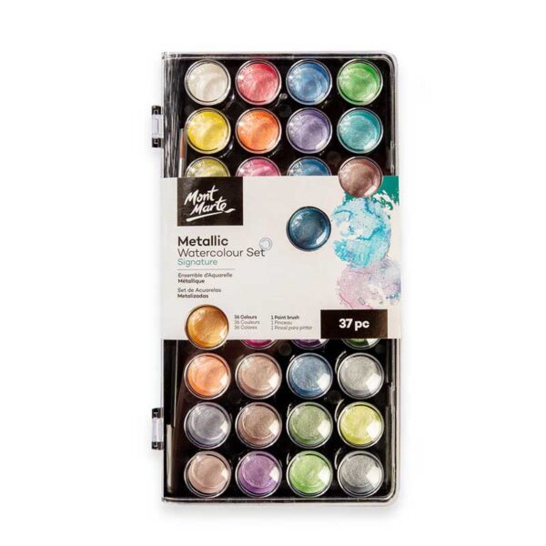 Mont Marte Metallic Watercolour Cakes Set of 37