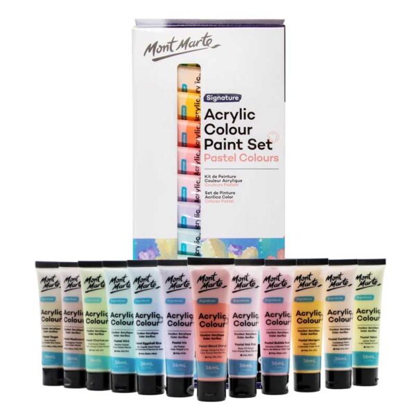 Mont Marte Signature Pastel Acrylic Paint Set of 12 x 36ml-1