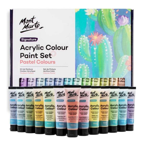 Mont Marte Signature Pastel Acrylic Paint Set of 24 x 36ml