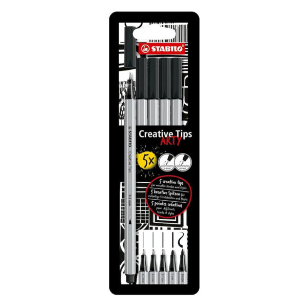 Stabilo Arty Creative Tips Black Liner Pen Set of 5