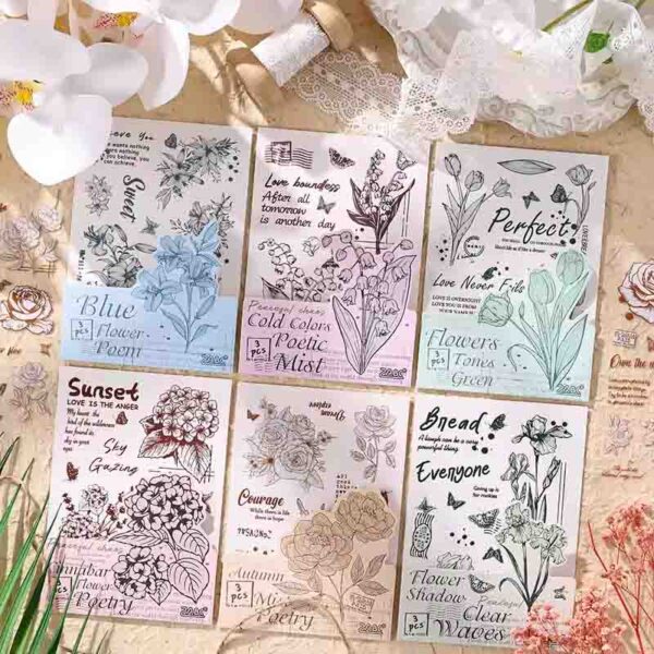 ZABC Floral Poetry Series Flower Plants Sticker HYSX-6