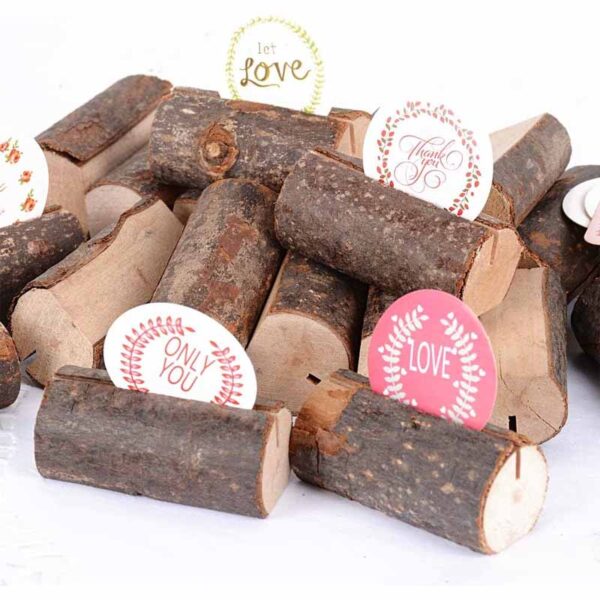 Round Long Wooden Name Card Holder 4pc
