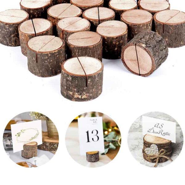 Round Wooden Name Card Holder 4pc-1