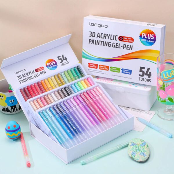 Languo 3D Acrylic Gel Pen Plus 54 Colour Set P600-40