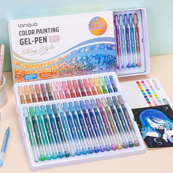 Languo Shiny Style Colour Gel Pen Plus 54 Colour Set P600-54