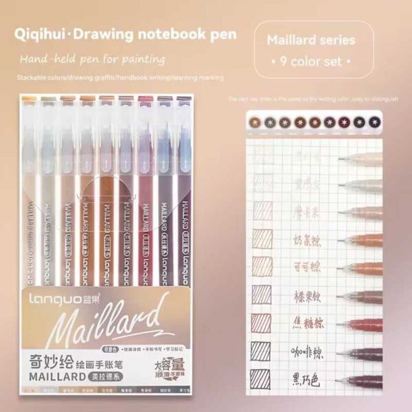 Languo Gel Pen Set of 9 Maillard Series LG-D0564