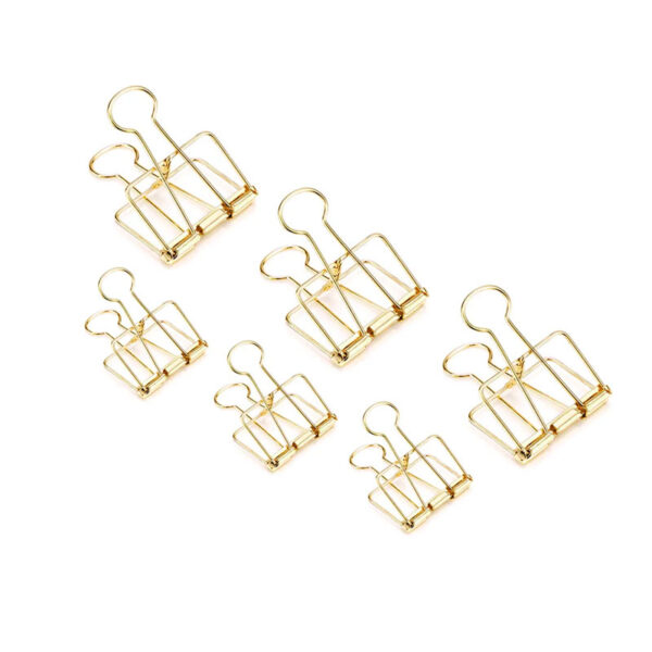 Hollow Wire Skeleton Binder Clips Gold 19mm