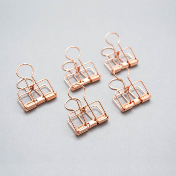 Hollow Wire Skeleton Binder Clips Rose Gold 19mm