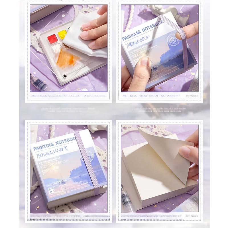 Portable Mini Watercolor Sketchbook with Built-In Palette