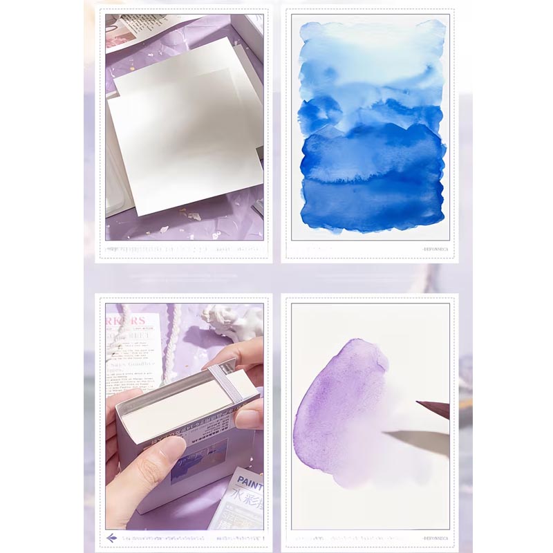 Portable Mini Watercolor Sketchbook with Built-In Palette-2