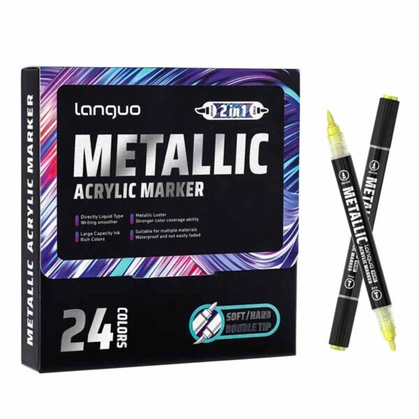 Languo Metallic Twin Tip Acrylic Marker Set of 24 (M750)