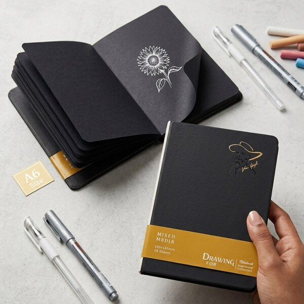 Van Gogh Premium Mixed Media Notebook Black A6 size 58 sheets