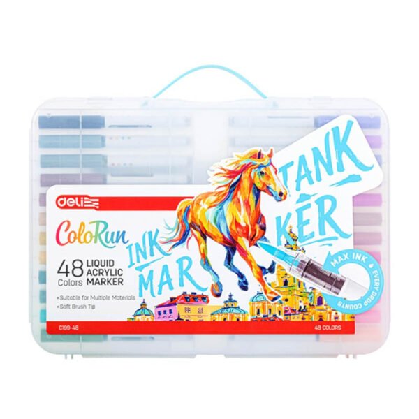 Deli Liquid Acrylic Brush Tip Marker Set of 48