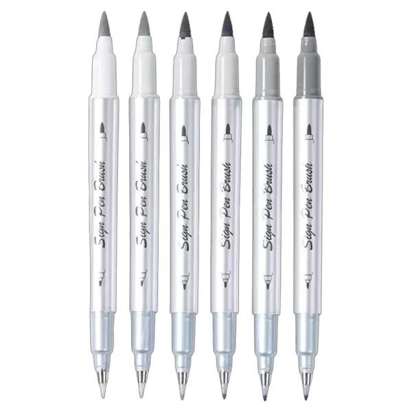 Superior Dual Tip Brush Pen Gray Tones Set of 6