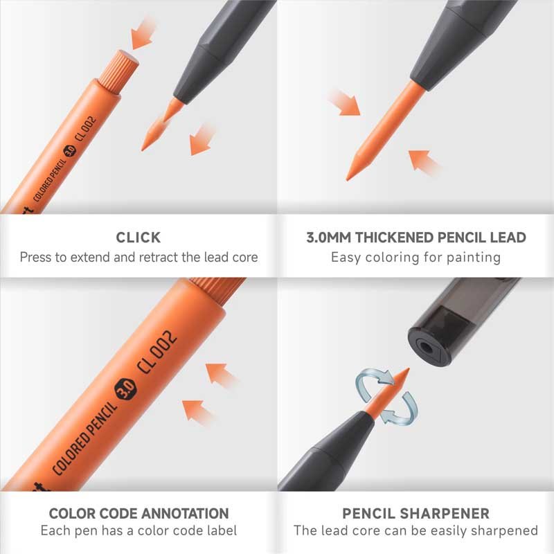 Languo x Qimiart Retractable Coloured Pencil Set of 12 Classic (CP580-1)