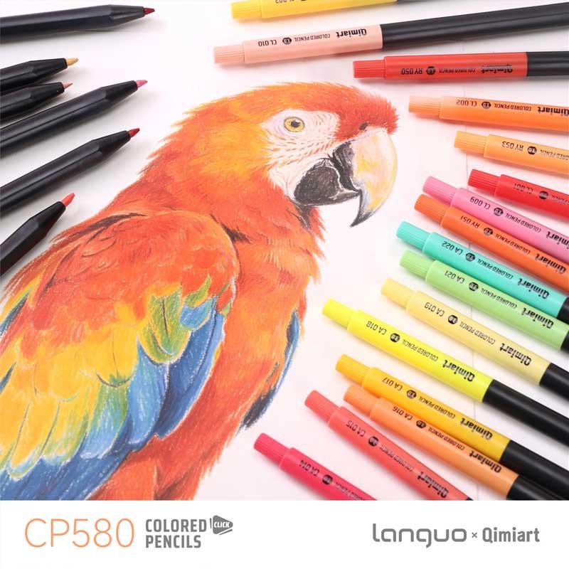Languo x Qimiart Retractable Coloured Pencil Set of 12 Classic (CP580-1)