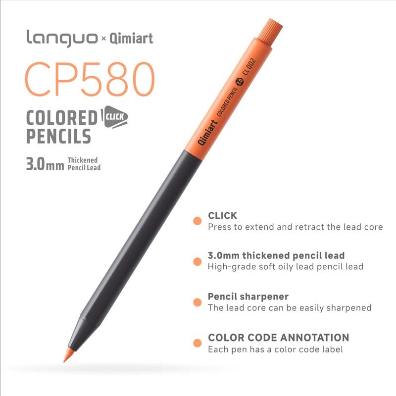 Languo x Qimiart Retractable Coloured Pencil Set of 12 Classic (CP580-1)